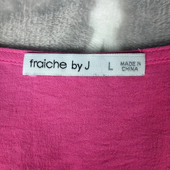 Fraiche by J Wrap Dress Women Large Pink Midi Ruffle Short Sleeve - Picture 2 of 10